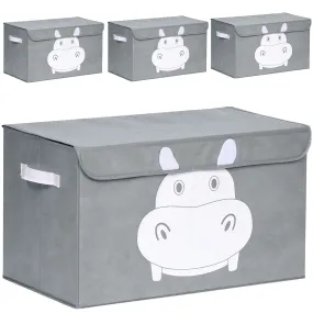 4 Set Hippo Toy Storage Box Gray for Kids | Organizer