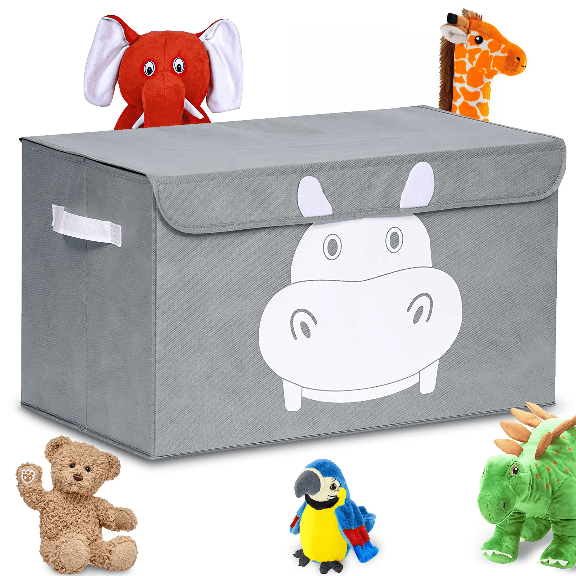 4 Set Hippo Toy Storage Box Gray for Kids | Organizer