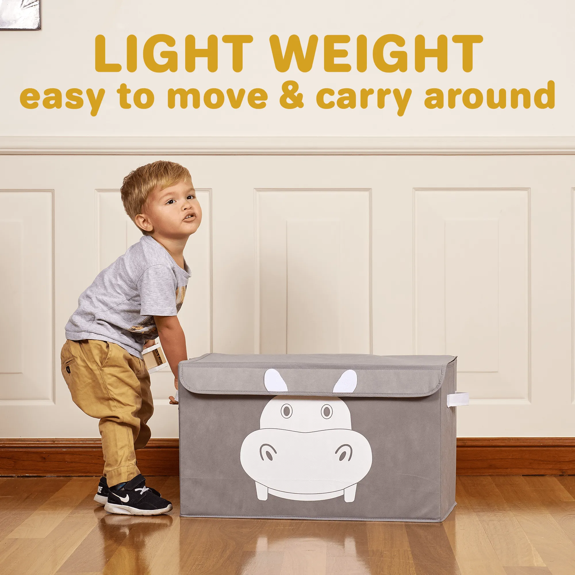 4 Set Hippo Toy Storage Box Gray for Kids | Organizer