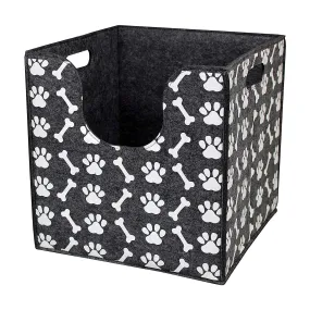 Bins & Things Dog Toy Bin Storage Basket (14 x 14 x 14 Inches) Thick Felt Dog Toy Box