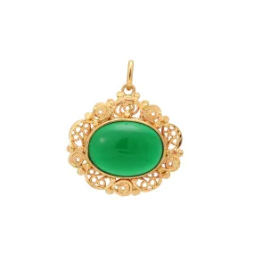 Cabochon colorful Onyx 18K Gold pendant