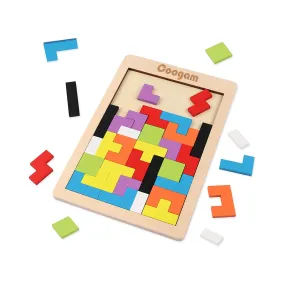 Coogam Wooden Blocks Puzzle Brain Teasers Toy Tangram Jigsaw Intelligence Colorful 3D Russian Blocks Game STEM Montessori Educational Gift for Kids (40 Pcs)