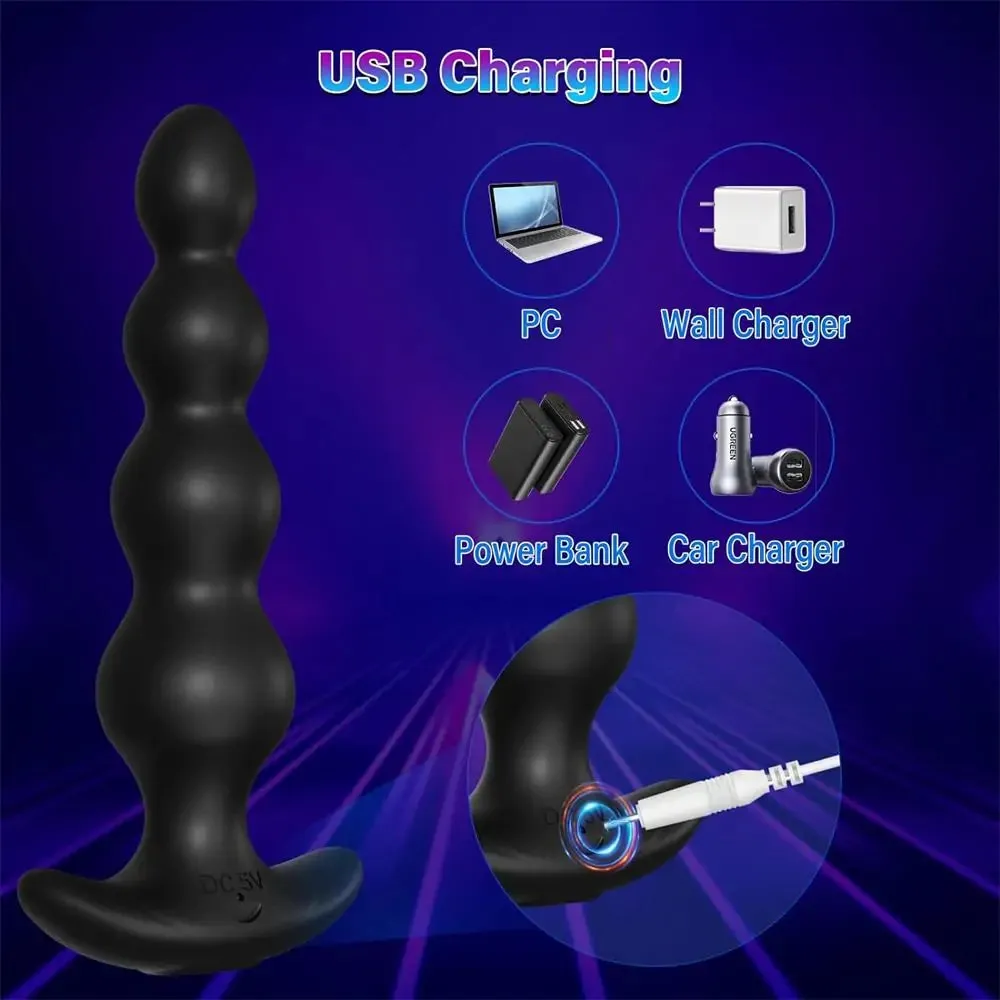 Evolved Anal Rammer Anal Beads Vibrators with App Control 9 Vibration Modes