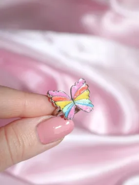 Fairy Magic Rainbow Elina Butterfly Ring, Colorful Butterfly Ring