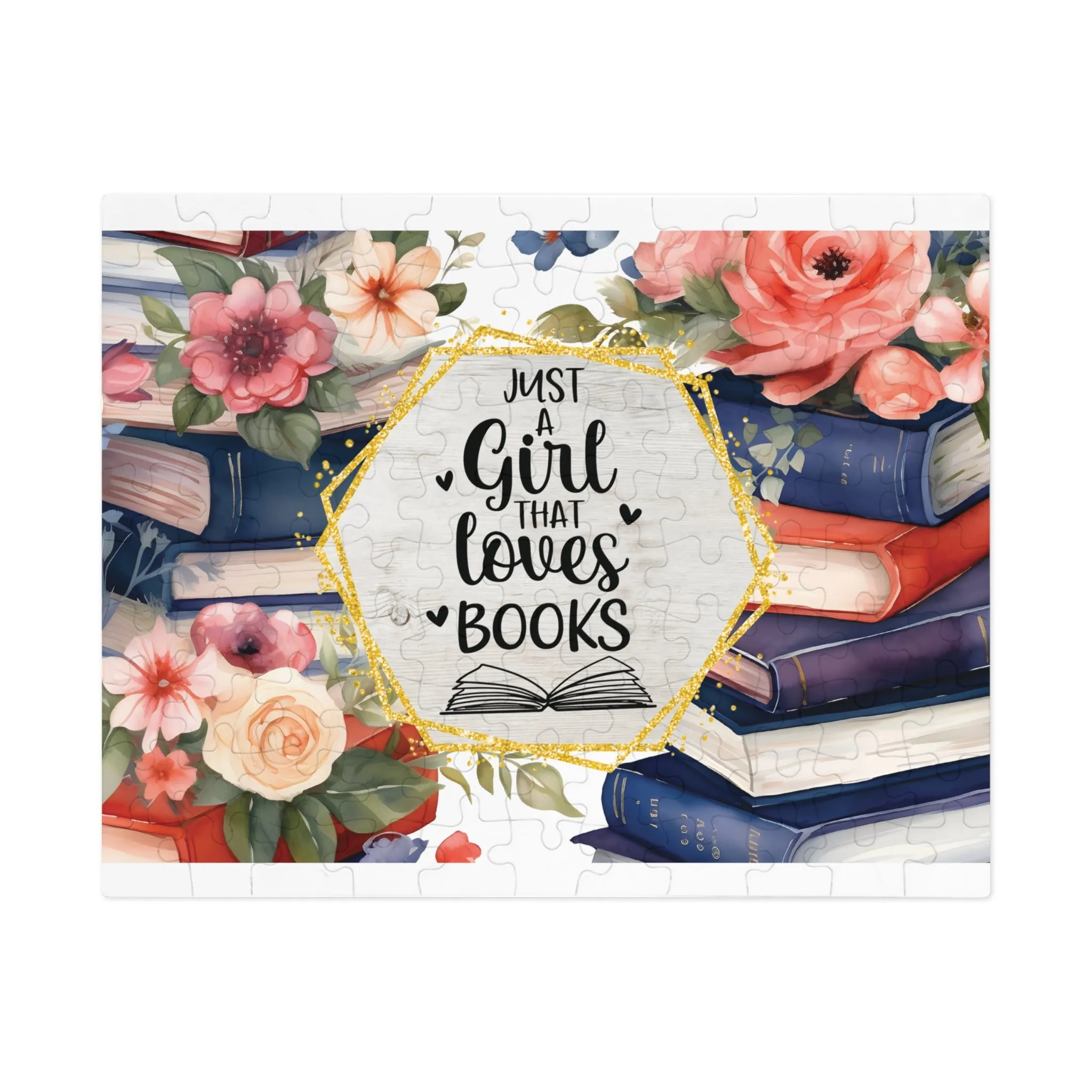 Jigsaw Puzzle, Book Lovers, Just a Girl who Loves Books, Personalised/Non-Personalised (30, 110, 252, 500,1000-Piece)