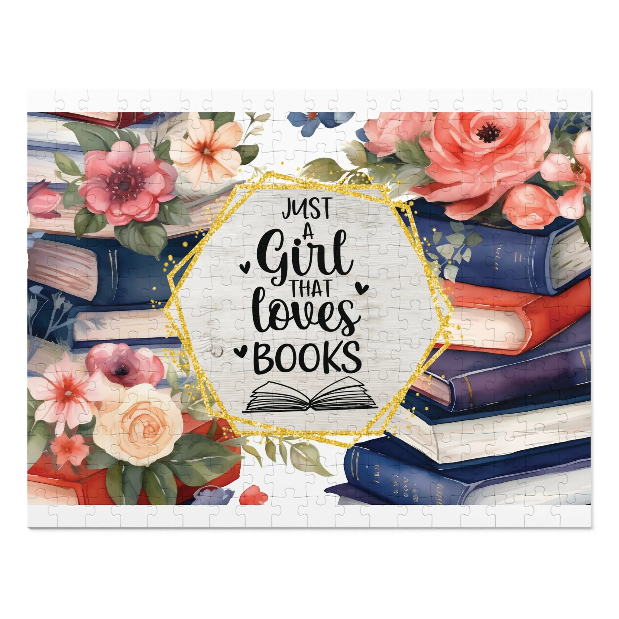 Jigsaw Puzzle, Book Lovers, Just a Girl who Loves Books, Personalised/Non-Personalised (30, 110, 252, 500,1000-Piece)