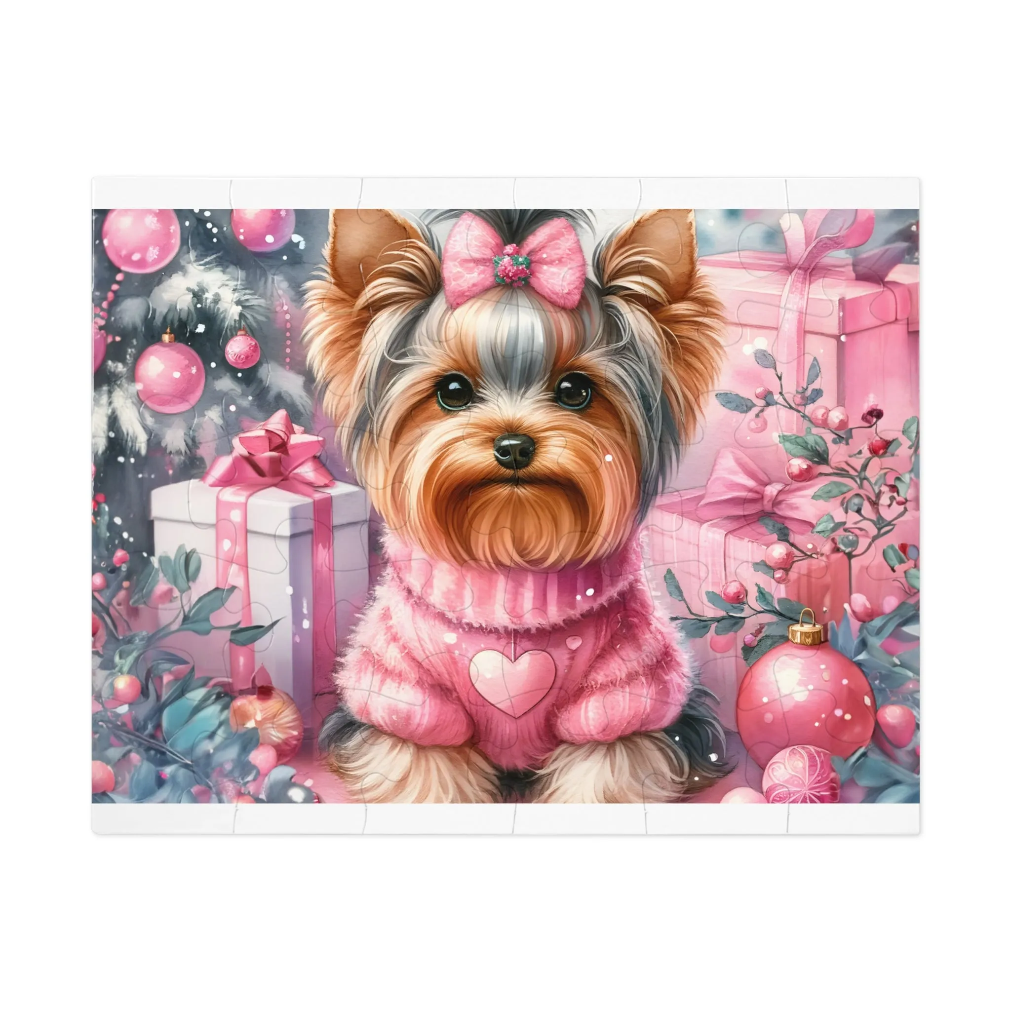 Jigsaw Puzzle, Christmas, Yorkshire Terrier, Personalised/Non-Personalised (30, 110, 252, 500,1000-Piece)