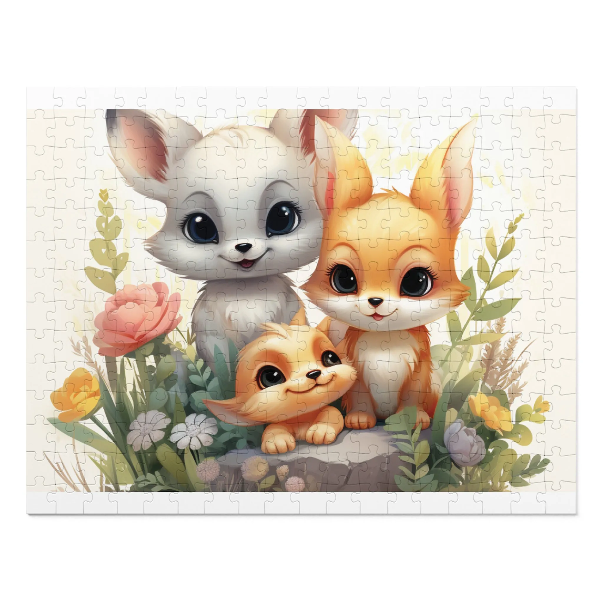 Jigsaw Puzzle, Fox Family, Personalised/Non-Personalised (30, 110, 252, 500,1000-Piece)