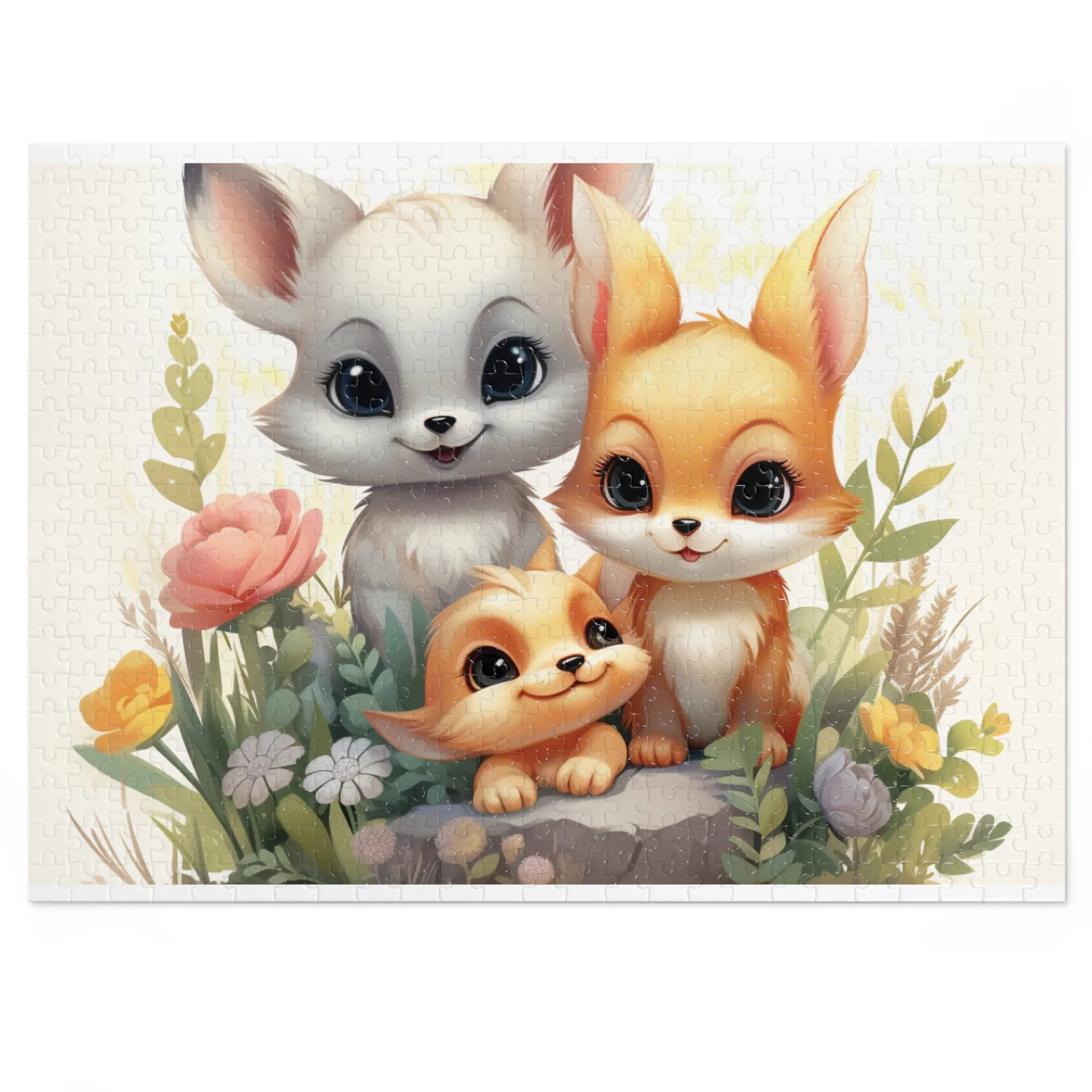 Jigsaw Puzzle, Fox Family, Personalised/Non-Personalised (30, 110, 252, 500,1000-Piece)