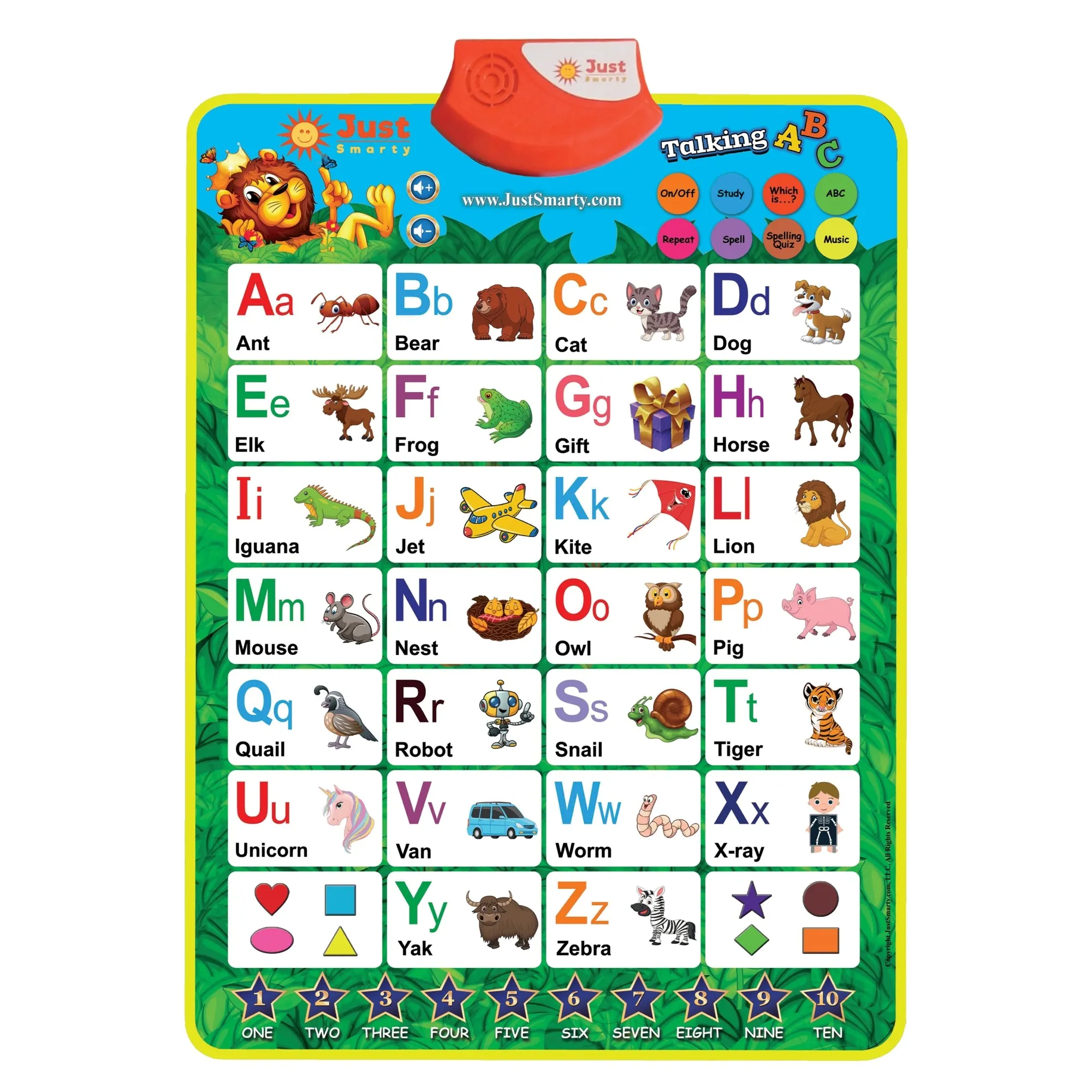 Just Smarty Interactive ABCs and 123s Learning Poster, Green