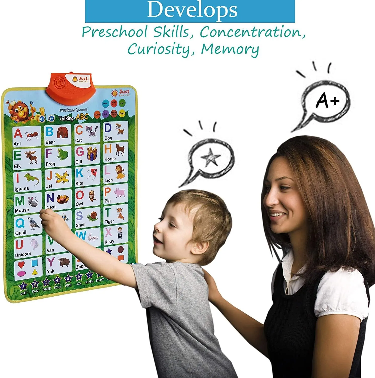 Just Smarty Interactive ABCs and 123s Learning Poster, Green