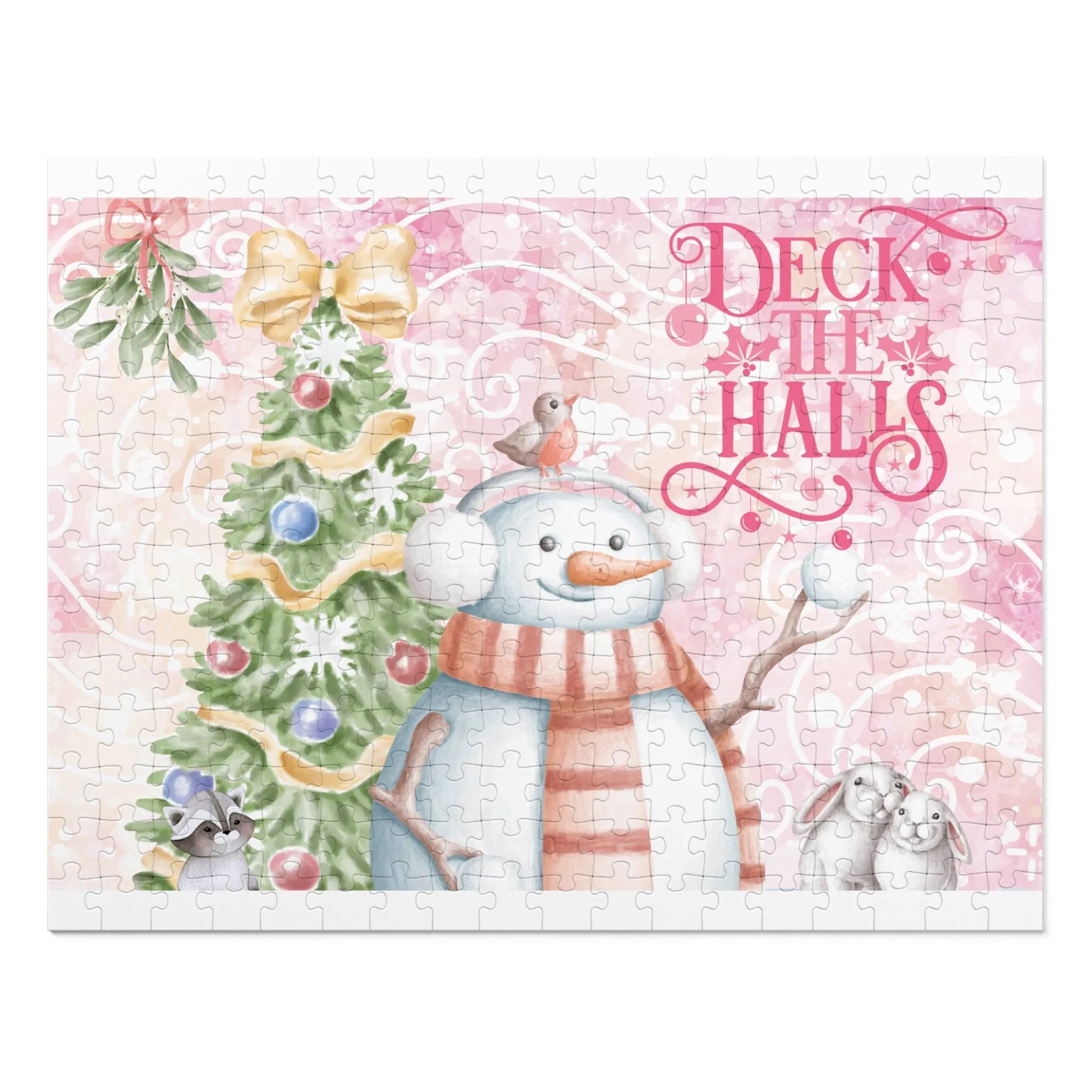 Puzzle, Christmas Snowman, Deck the Halls, Personalised/Non-Personalised (30, 110, 252, 500,1000-Piece)