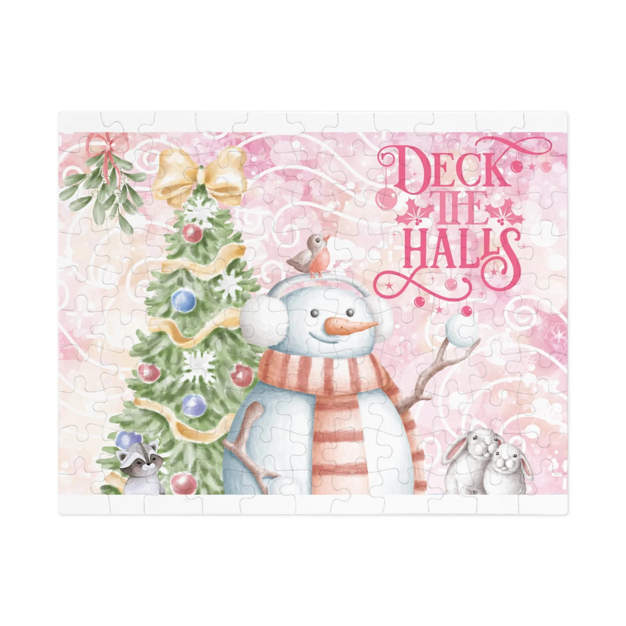 Puzzle, Christmas Snowman, Deck the Halls, Personalised/Non-Personalised (30, 110, 252, 500,1000-Piece)