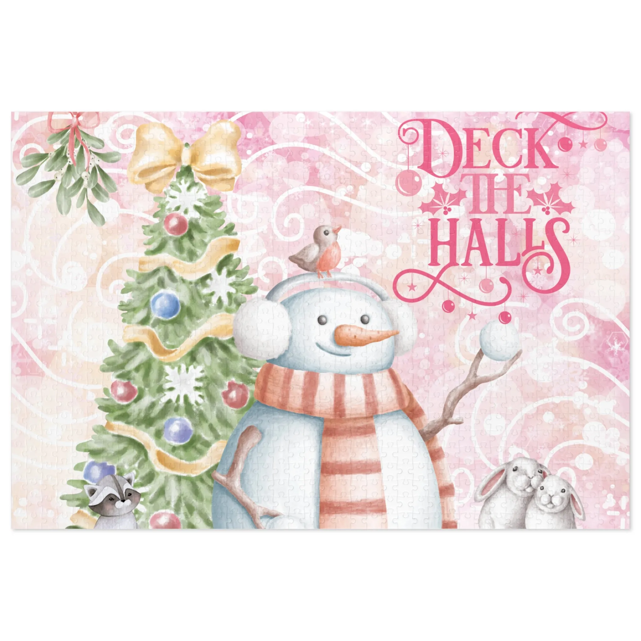 Puzzle, Christmas Snowman, Deck the Halls, Personalised/Non-Personalised (30, 110, 252, 500,1000-Piece)