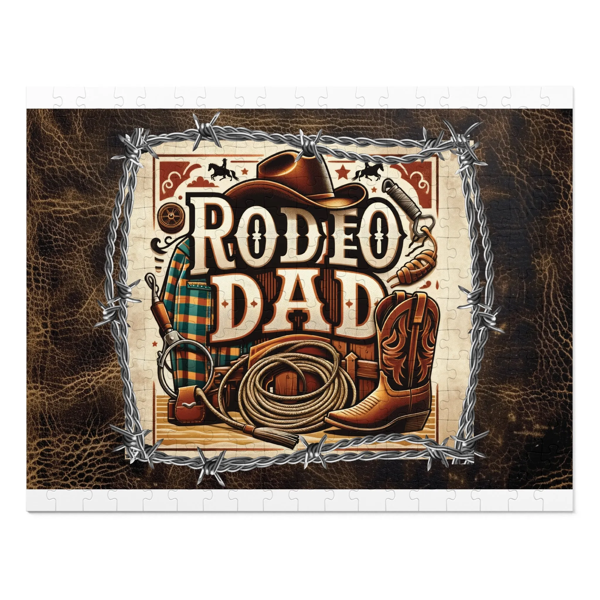 Puzzle, Western, Rodeo Dad, Personalised/Non-Personalised (30, 110, 252, 500,1000-Piece) awd-610