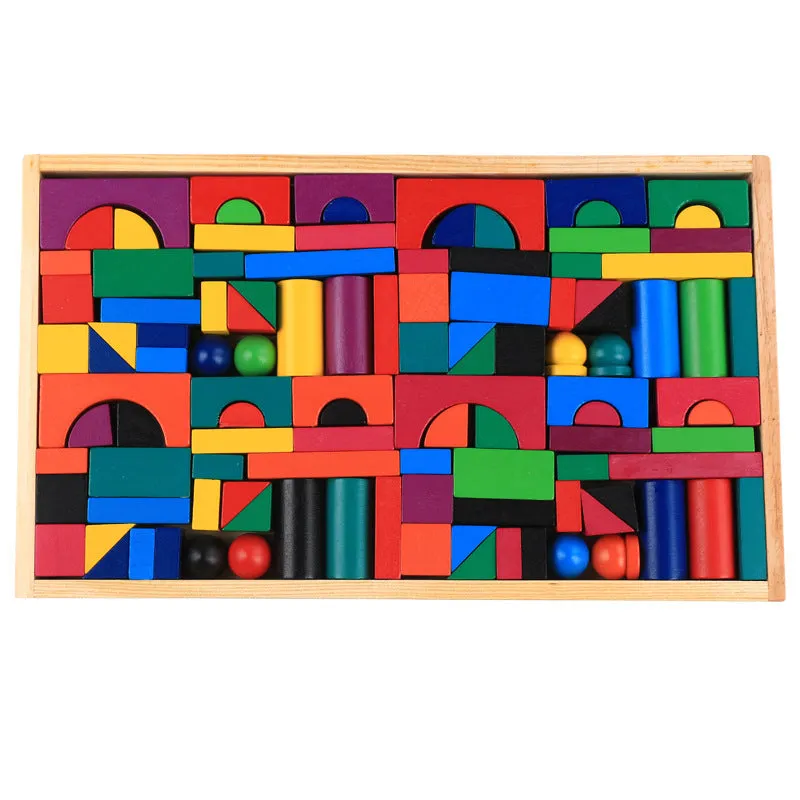 Rainbow Wooden Building Blocks