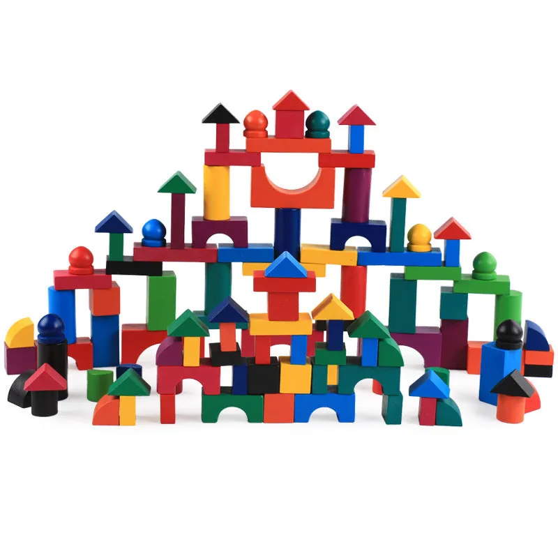 Rainbow Wooden Building Blocks