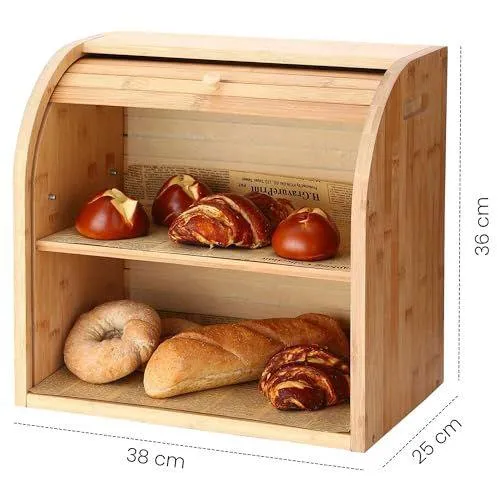 SG Traders™ Bamboo Bread Bin