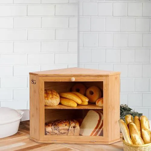 SG Traders™ Bamboo Bread Bin