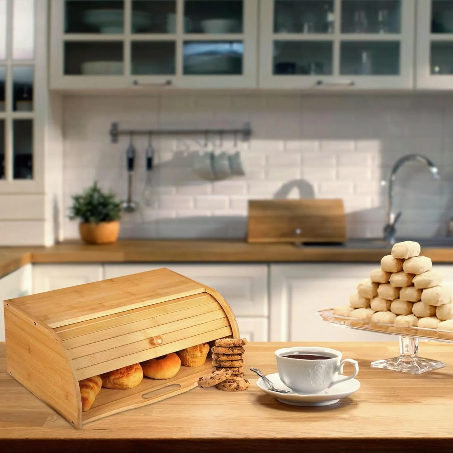 SG Traders™ Bamboo Bread Bin